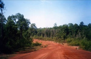 La route pour Koh Kong était encore une longue piste de terre rouge.